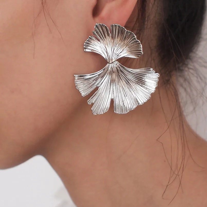 boucles d'oreilles bohème géométrique couleur or ginkgo biloba en forme de feuille pour femmes, accessoires de bijoux d'oreille punk boucles d'oreilles bohème géométrique couleur or ginkgo biloba en forme de feuille pour femmes, accessoires de bijoux d'oreille punk