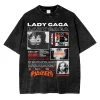 vintage lavé lady gaga the mayhem ball tour 2025 t shirt mode hommes/femmes esthétique haute qualité lavage à l'acide 100% coton t shirts