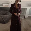 mode gland modèle trench long coupe vent femmes texture revers double boutonnage manteaux dame automne hiver chic nouveaux vêtements d'extérieur