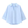 Chemisier Kimono doux pour femmes, col en V, simple boutonnage, manches au poignet, chemise ample, bureau, Y2K, haut surdimensionné, Orange, automne 2025