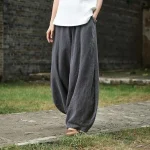 Japonais nouveau coton et lin bloomers Zen taille élastique pantalon ample pantalon décontracté pour femme Japonais nouveau coton et lin bloomers Zen taille élastique pantalon ample pantalon décontracté pour femme