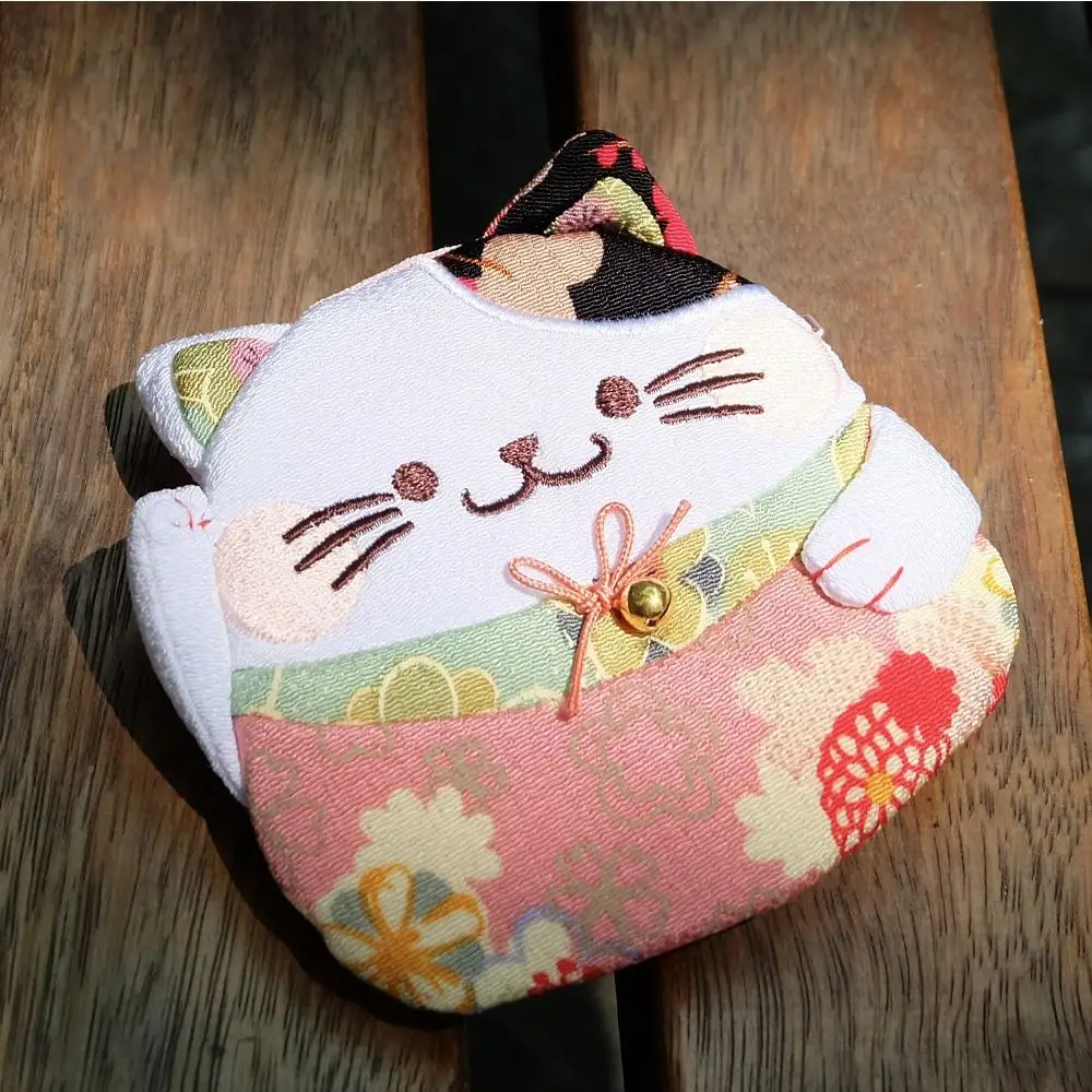 maneki neko – porte monnaie de style japonais, portefeuilles à fermeture éclair, pochette chat porte bonheur, sac de rangement, porte carte imprimé floral pour femmes maneki neko – porte monnaie de style japonais, portefeuilles à fermeture éclair, pochette chat porte bonheur, sac de rangement, porte carte imprimé floral pour femmes
