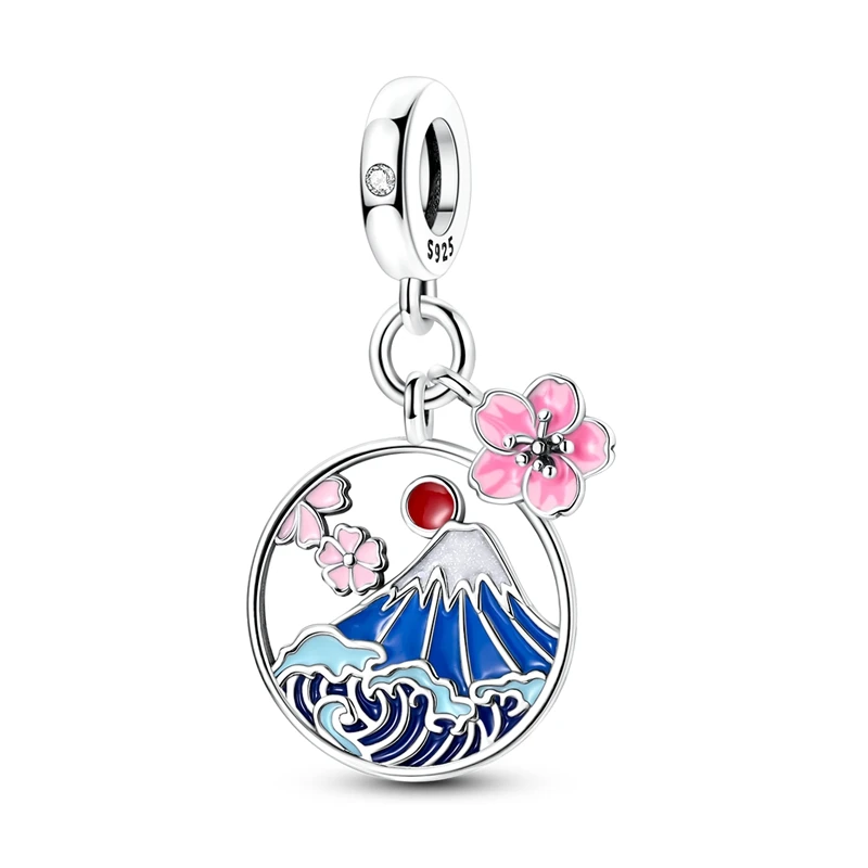 Breloques japonais en argent Sterling 925, fleurs de cerisier, adaptées aux bracelets originaux 925, cadeau pour femmes, bijoux, pendentif à la mode, bricolage Breloques japonais en argent Sterling 925, fleurs de cerisier, adaptées aux bracelets originaux 925, cadeau pour femmes, bijoux, pendentif à la mode, bricolage