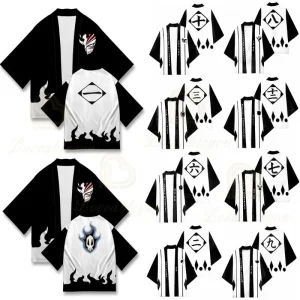 Kimono d&rsquo;Animation Japonaise Wiltshire ach, Costume de Cosplay d&rsquo;Halloween, Kurosaki Ichigo Urahara pray uke, Cape Everak Blanche, Haori, Vêtements d&rsquo;Anime