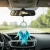 pendentif de voiture attrape rêves fait à la main, tricot à la main, pompon délicat, pierre de cristal, intérieur exquis avec plume
