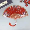 Éventail pliant en soie Vintage de Style chinois, artisanat d&rsquo;art japonais fait à la main, décorations pour la maison, éventail de danse à main, Fans de décoration de salle