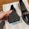 baskets décontractées en cuir véritable pour femmes, chaussures à bouche peu profonde, mocassins à bout pointu, sabots en fourrure, chaussures d'automne pour femmes