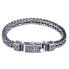 bracelets vintage en argent 925, chaîne en os de dragon, tissage pour femmes et hommes, double boucle à chaînes, peut porter des bijoux de banquet