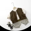 veste d'automne sans manches pour enfants, style coréen, pour garçons et filles, gilet décontracté, couleur unie, rétro japonais