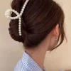 pince à cheveux en grande perle de tempérament, pince à cheveux élégante au dos de la tête, pince à cheveux en queue de cheval, pince requin, clip français rétro simple, 1 pièce