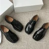 tabi ninja – chaussures unisexes pour hommes et femmes, mocassins à semelle épaisse et bout fendu, mocassins en cuir verni pour couple, chaussures de marche en plein air