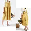 tablier en coton et lin pour femmes, dos croisé, pour travaux ménagers japonais, enveloppe de cuisson avec poche, robe de fleuriste, couleur unie, tablier de cuisine de jardin