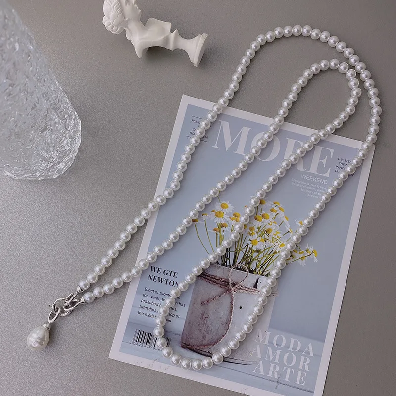 collier long de perles de déclaration coréenne pour les femmes, bijoux de pendentif de personnalité collier long de perles de déclaration coréenne pour les femmes, bijoux de pendentif de personnalité