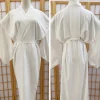 kimono japonais traditionnel blanc, robe avec ceinture obi, manches longues, doublé yukata, pour spa, vacances, vêtements de nuit, relaxation à domicile
