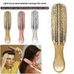 Masseur de tête japonais Premium, brosse pour cuir chevelu, masseur de cheveux, shampoing, brosse démêlante en plastique humide, peigne de nettoyage des cheveux, or Rose