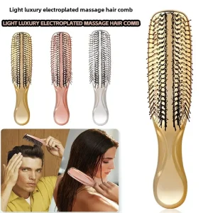 Masseur de tête japonais Premium, brosse pour cuir chevelu, masseur de cheveux, shampoing, brosse démêlante en plastique humide, peigne de nettoyage des cheveux, or Rose