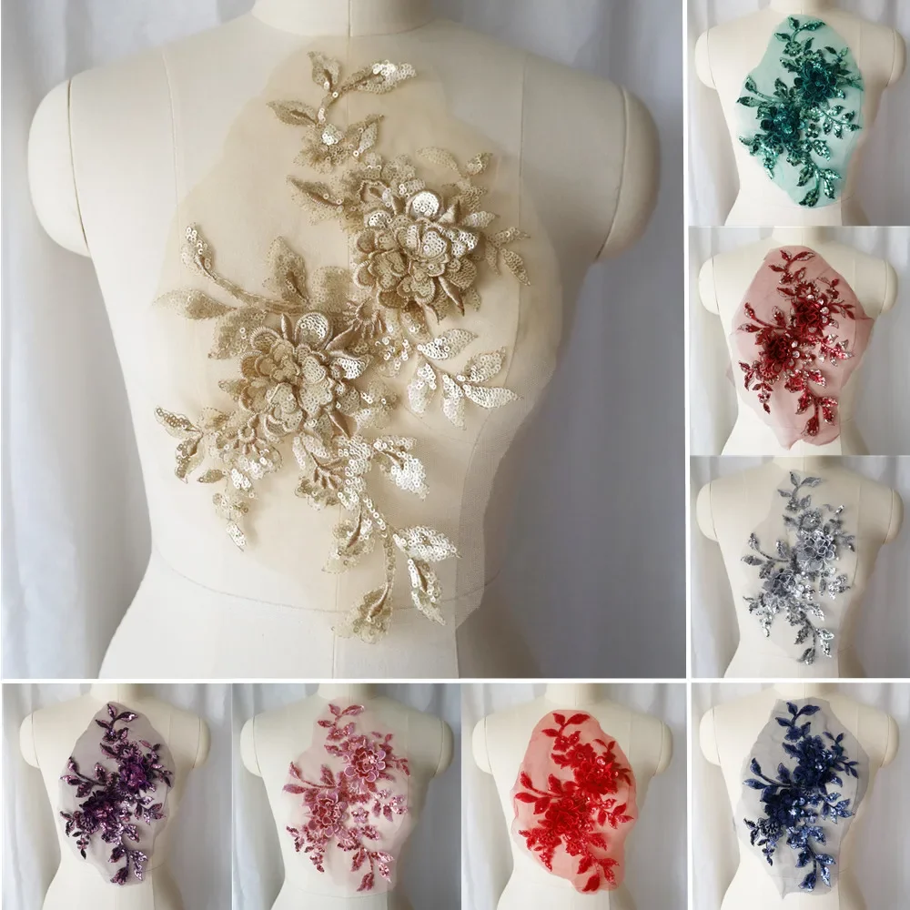 Paillettes brodées fleur Applique dentelle tissu garniture maille col mariage robe de mariée Patch de couture robe de soirée décor bricolage artisanat Paillettes brodées fleur Applique dentelle tissu garniture maille col mariage robe de mariée Patch de couture robe de soirée décor bricolage artisanat