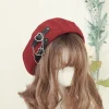 béret japonais harajuku y2 mode lolita chapeau jk chapeau fille béret mignon pu chaîne coeur amour laine kawaii femmes chapeau accessoires