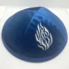 kippah en velours juif avec broderie de feu pour hommes, chapeau yamaka kippot bleu royal gris 18cm