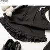 short gothique japonais y2k lolita pour femmes, pantalon court taille haute avec nœud à volants, mignon pour filles, harajuku, décontracté, ample, noir