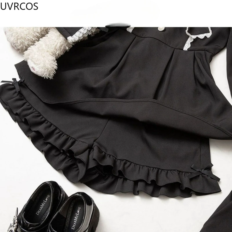 short gothique japonais y2k lolita pour femmes, pantalon court taille haute avec nœud à volants, mignon pour filles, harajuku, décontracté, ample, noir short gothique japonais y2k lolita pour femmes, pantalon court taille haute avec nœud à volants, mignon pour filles, harajuku, décontracté, ample, noir
