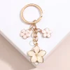 porte clés plante mignon sakura fleur, en émail, pour femmes et filles, accessoire de sac à main, clés de voiture, bricolage, bijoux doux, cadeaux