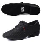 Chaussures de danse latine pour hommes, Salsa Jazz, salle de bal, Tango moderne, maille noire, semelle souple, entraînement de Tennis, 39-46 Chaussures de danse latine pour hommes, Salsa Jazz, salle de bal, Tango moderne, maille noire, semelle souple, entraînement de Tennis, 39-46