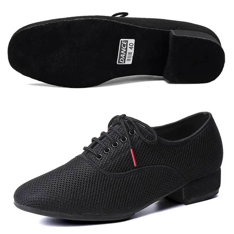 Chaussures de danse latine pour hommes, Salsa Jazz, salle de bal, Tango moderne, maille noire, semelle souple, entraînement de Tennis, 39-46 Chaussures de danse latine pour hommes, Salsa Jazz, salle de bal, Tango moderne, maille noire, semelle souple, entraînement de Tennis, 39-46