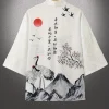 kimono unisexe avec personnage de samouraï, hauts à la mode, cardigan décontracté, tenue yukata, streetwear japonais, vêtements traditionnels