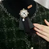 broche à nœud en dentelle noire de style coréen classique ; accessoire de mourning pour femme ; Épingle à col de chemise.