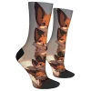 fantaisie dessin animé drôle renard mignon chaussettes mi tube pour hommes chaussettes d'équipage, style hip hop harajuku de rue, cadeaux de fête de vacances nouveauté.
