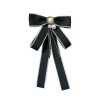 style coréen simple nœud papillon broche simple imitation perle broche femmes noir deuil corsage chemise col vêtements broches