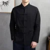 costume tang chinois traditionnel en coton pour hommes, haut à manches longues, uniforme de kung fu tai chi, chemise, manteau chemisier, printemps automne