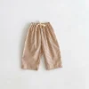 pantalon rayé à la mode pour enfants, vêtements d'été fins, amples et décontractés, sarouel pour enfants en bas âge, costume pour garçons et filles, pantalon long