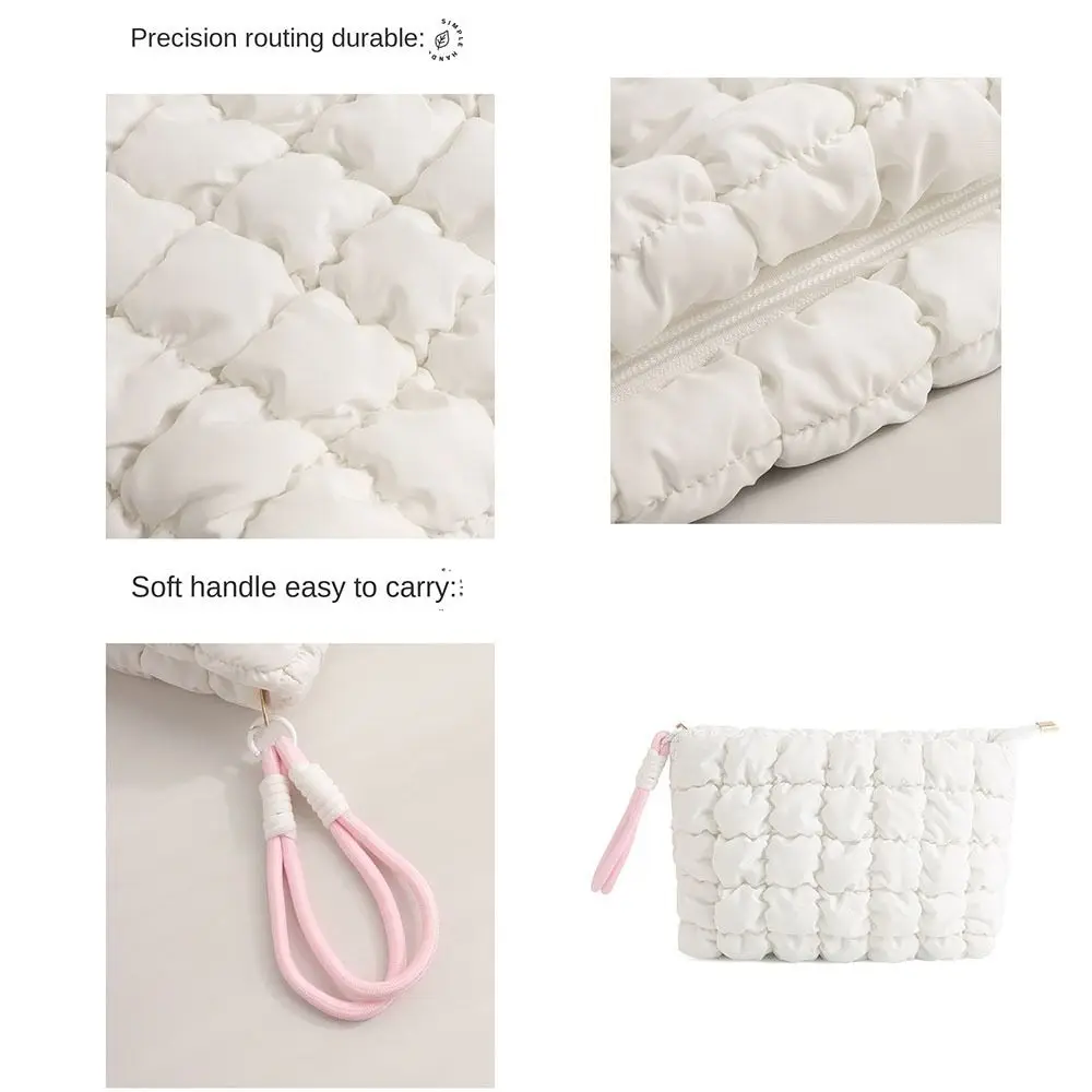 pochette de maquillage bouffante de style coréen, couleur unie avec fermeture éclair, sac à main nuage de grande capacité, sac à cosmétiques doux pour femmes et filles pochette de maquillage bouffante de style coréen, couleur unie avec fermeture éclair, sac à main nuage de grande capacité, sac à cosmétiques doux pour femmes et filles