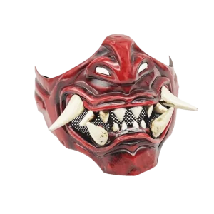 Demi-visage Cosplay rouge Prajna masque effrayant habiller samouraï Cosplay masque mascarade 3D japonais masque jouet Halloween Demi-visage Cosplay rouge Prajna masque effrayant habiller samouraï Cosplay masque mascarade 3D japonais masque jouet Halloween
