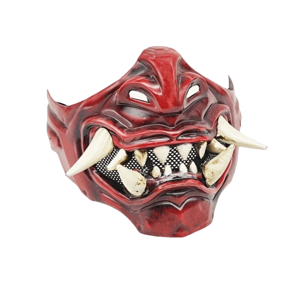 Demi-visage Cosplay rouge Prajna masque effrayant habiller samouraï Cosplay masque mascarade 3D japonais masque jouet Halloween Demi-visage Cosplay rouge Prajna masque effrayant habiller samouraï Cosplay masque mascarade 3D japonais masque jouet Halloween
