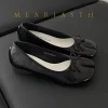 tabi chaussures ballet falts ballerine en cuir chaussures pour femmes bout fendu chaussures plates tabi sans lacet mocassins à fond souple avec nœud papillon