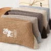 5 paires de chaussettes géométriques en tricot, chaussettes d'hiver en éponge lourde, mi mollet, couleur marron, peluche, confort pour la maison, la neige, l'extérieur, cadeau unisexe