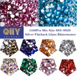 QIIY mélange taille argent Flatback haute qualité SS3-SS20 1440 pièces verre strass cristal pierres Non correctrices pour bricolage Nail Art QIIY mélange taille argent Flatback haute qualité SS3-SS20 1440 pièces verre strass cristal pierres Non correctrices pour bricolage Nail Art