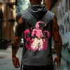 dragon ball majin buu anime hommes sans manches à capuche gilet imprimé graphique muscle débardeur streetwear été gymnastique entraînement haut décontracté