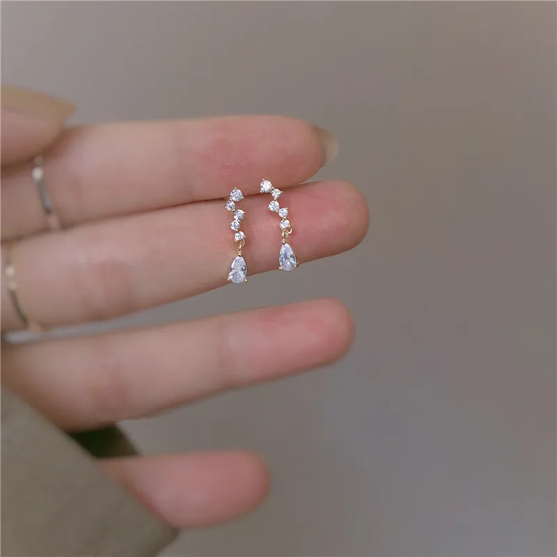 boucles d'oreilles japonaises en argent sterling 925, placage de pampilles en cristal exquis, or 14 carats, tempérament pour femmes, bijoux de fête assortis boucles d'oreilles japonaises en argent sterling 925, placage de pampilles en cristal exquis, or 14 carats, tempérament pour femmes, bijoux de fête assortis