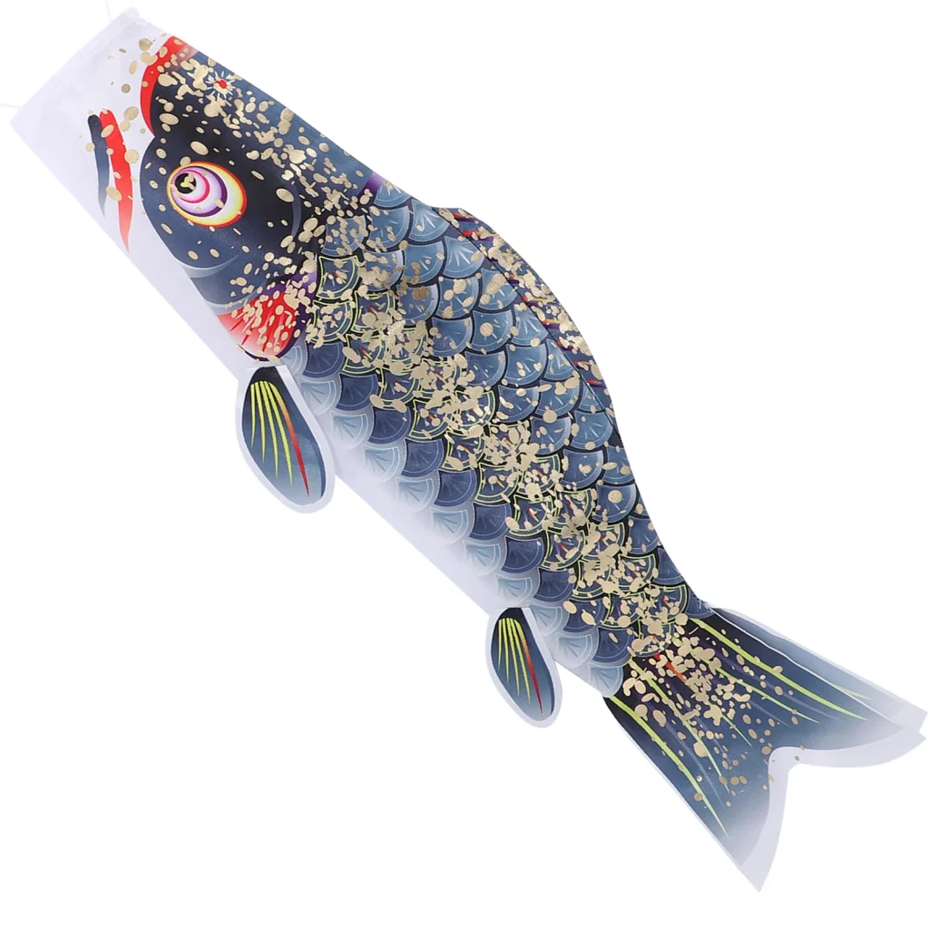 Patkaw-Banderole de carpe japonaise, cerf-volant Koinobori, chaussettes à vent avec sensation de poisson, bannières, décoration dorée Patkaw-Banderole de carpe japonaise, cerf-volant Koinobori, chaussettes à vent avec sensation de poisson, bannières, décoration dorée