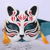 masques renards kitsune peints à main, accessoires costume fête d'halloween, anime japonais, cosplay, avec