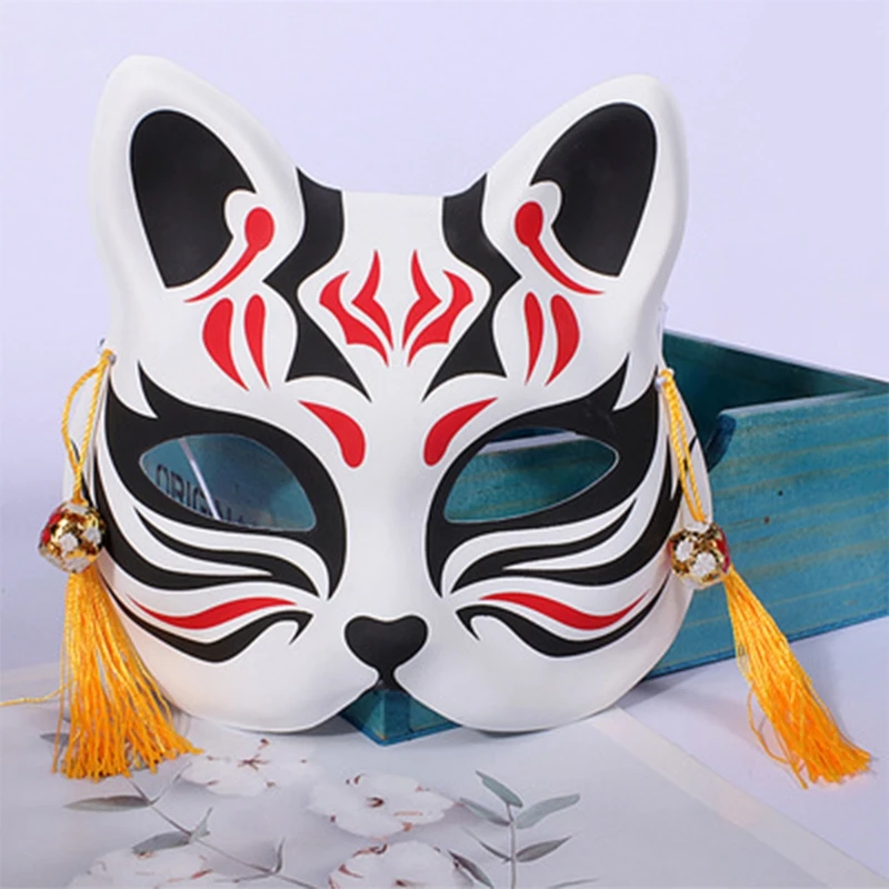 masques renards kitsune peints à main, accessoires costume fête d'halloween, anime japonais, cosplay, avec masques renards kitsune peints à main, accessoires costume fête d'halloween, anime japonais, cosplay, avec