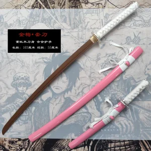Ensemble de 2 épées d&rsquo;entraînement de samouraï japonais Katana et Wakizashi, lame en bois de palissandre/wengé, bois dur massif laqué Saya, non tranchant