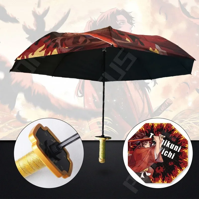 demon slayer kokushibo katana parapluie 3 plis kimetsu no yaiba tanjirou anime épée parapluie portable coupe vent équipement de pluie demon slayer kokushibo katana parapluie 3 plis kimetsu no yaiba tanjirou anime épée parapluie portable coupe vent équipement de pluie