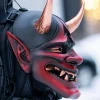 masque en latex japonais prajna oni, cosplay samouraï noh kabuki assassin demon mesurosts, masques visage effrayant, accessoires de costume de ixd'halloween