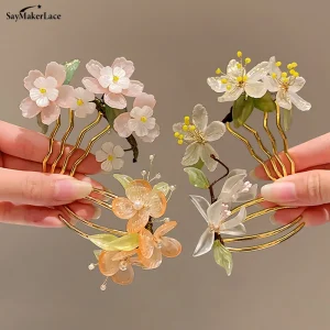 Peigne à cheveux classique élégant, bâton de cheveux de Style chinois, fleur en forme de U, épingle à cheveux Cheongsam pour accessoires Hanfu