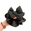 bandeau à nœud à carreaux noir et gris, accessoire coréen haut de gamme pour cheveux, anneau intestinal pour femmes